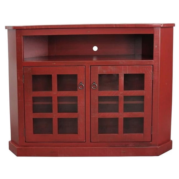 American Heartland 30743RRGP Rustic Tall Curve Corner TV Cart, Rustic Red
