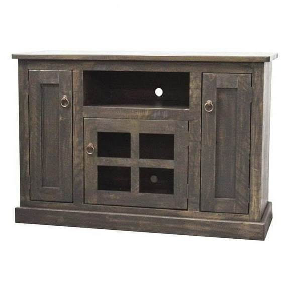 American Heartland 30847CM 47 in. Rustic TV Stand with 2 Fixed Wood Shelves, Chocolate Mousse