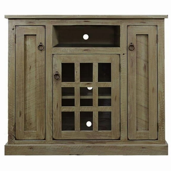 American Heartland 30848CM Rustic Tall TV Stand with 2 Flat Panel Doors, Chocolate Mousse