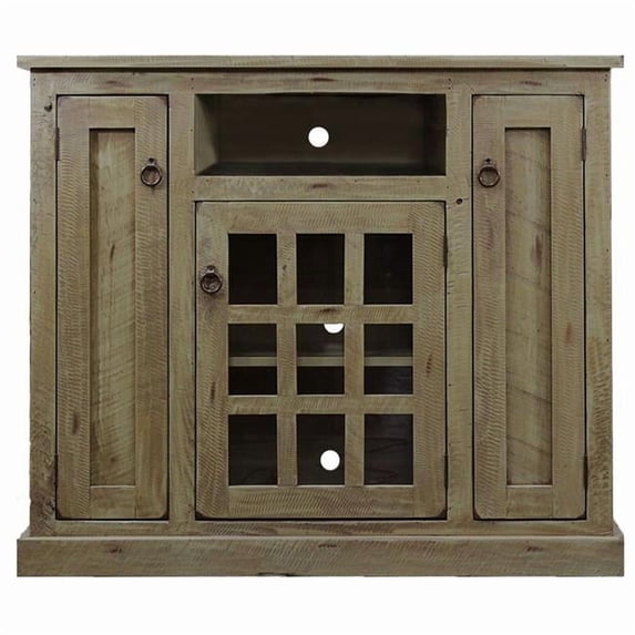 American Heartland 30848CM Rustic Tall TV Stand with 2 Flat Panel Doors, Chocolate Mousse