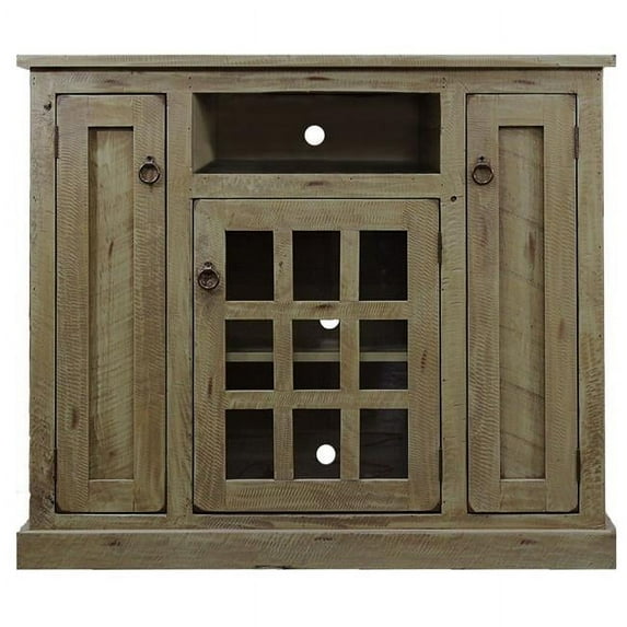 American Heartland 30848RBW Rustic Tall TV Stand with 2 Flat Panel Doors, Rustic Barnwood