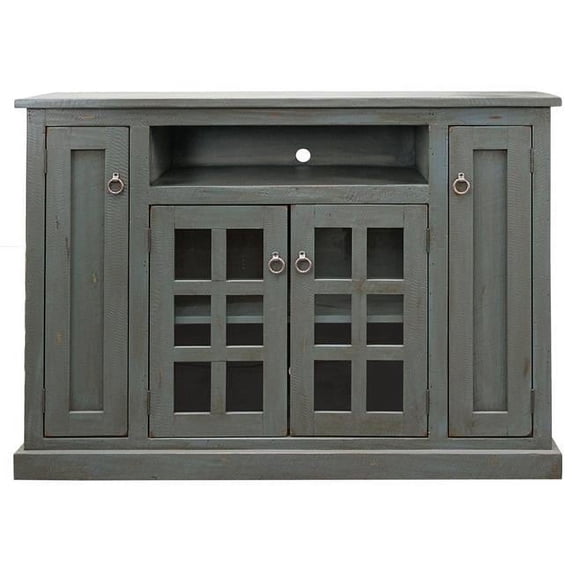 American Heartland 30858CR Rustic Tall TV Stand with 2 Flat Panel Doors, Caribbean Rum