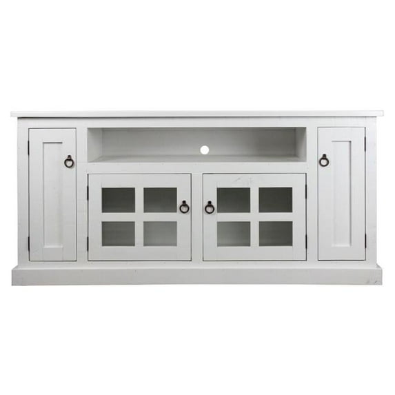 American Heartland 30866YL 68 in. Rustic TV Stand with 2 Flat Panel Doors, Yellow