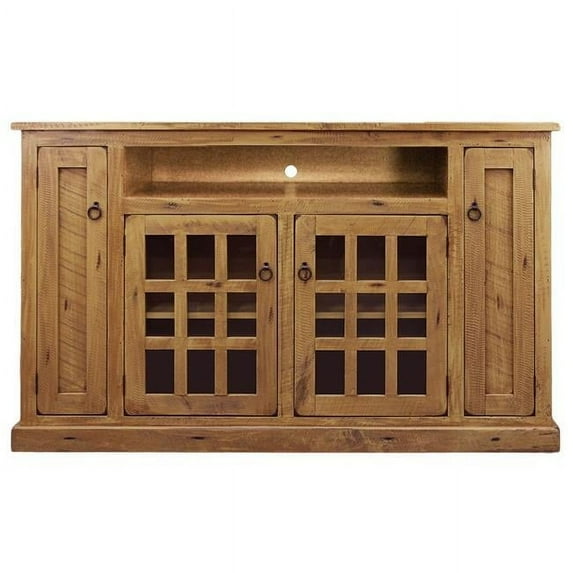 American Heartland 30867RDV Rustic Tall TV Stand with 3 Fixed Wood Shelves, Rustic Dela Verria