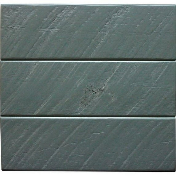 American Heartland 32116DBOT Rustic Shutter Door Kitchen Island in Dark Blue with Oak Top