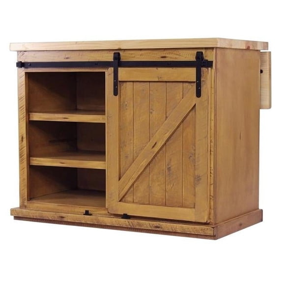 American Heartland 33117RAMPT Rustic Pastoral Kitchen Island, Rustic Aquamarine