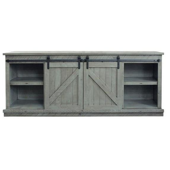 American Heartland 33580RDB 82 in. Rustic Provincial TV Stand, Rustic Dark Blue