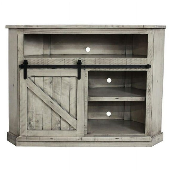 American Heartland 33743RLB Rustic Tall Bower Corner TV Cart, Rustic Light Blue