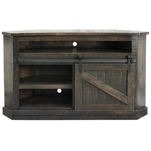 American Heartland 33744RGY Rustic Bower Corner TV Cart, Rustic Grey