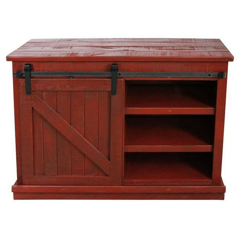 Rustic red tv stand online