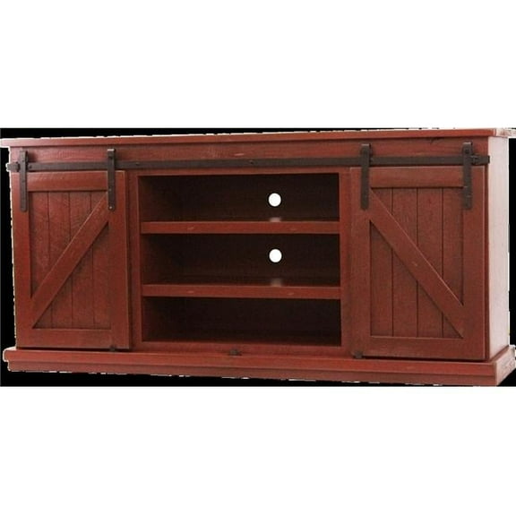 American Heartland 33866RR 68 in. Rustic Provincial TV Stand, Rustic Red