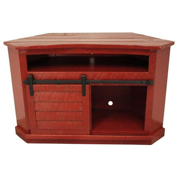 American Heartland 35739RR Rustic Alcove Shutter Corner TV Stand in Rustic Red