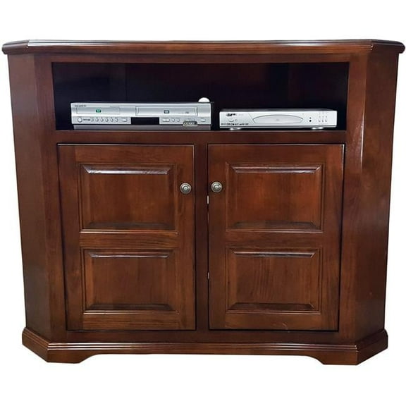 American Heartland  36 in. Poplar Tall Corner TV Stand with 2 Raised Panel Doors, Concord Cherry