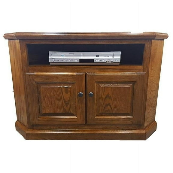 American Heartland 41 in. Oak Corner TV Stand with 2 Raised Panel Doors, Dark