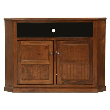 American Heartland  41 in. Poplar Tall Corner TV Stand with 2 Bead Board Doors, European Burnt Black