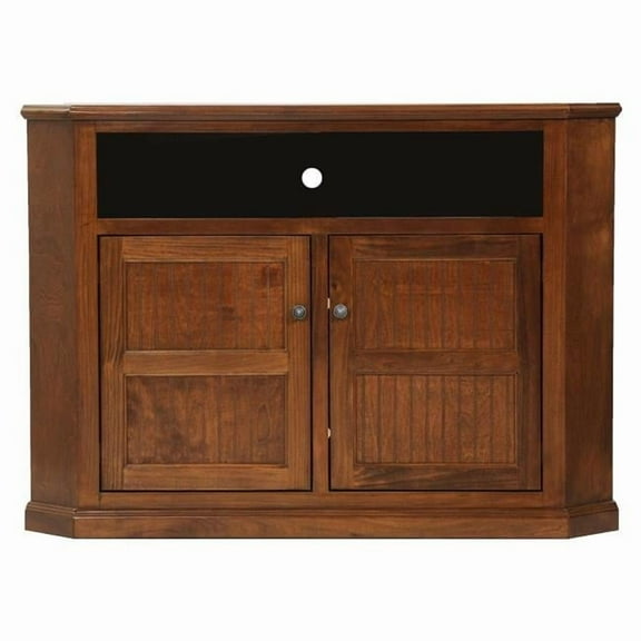 American Heartland 41 in. Poplar Tall Corner TV Stand with 2 Bead Board Doors, European Burnt Black