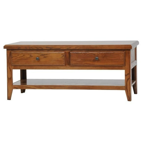 American Heartland 43303CB Oak Coffee Table with 2 Drawers, Classic Bourbon
