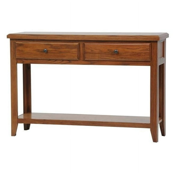 American Heartland 43305CB Oak Sofa Table with 2 Drawers, Classic Bourbon