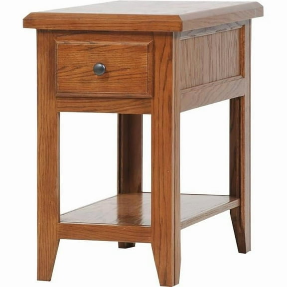 American Heartland 43314CB Oak Chair Table with 1 Drawer, Classic Bourbon