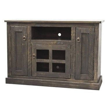 American Heartland  47 in. Rustic TV Stand with 2 Fixed Wood Shelves, Concord Cherry