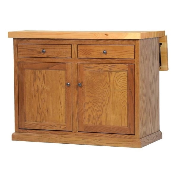 American Heartland 50117MDPT Oak Kitchen Island with Flip-Up Pine Top, Medium