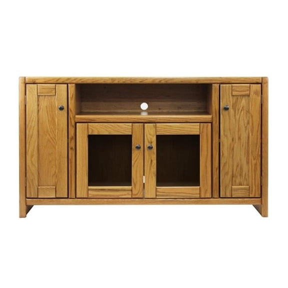 American Heartland 41855CB 55 in. Oak Contemporary TV Stand, Classic Bourbon