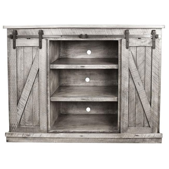 American Heartland  57 in. Rustic Tall Provincial TV Stand, Light Blue