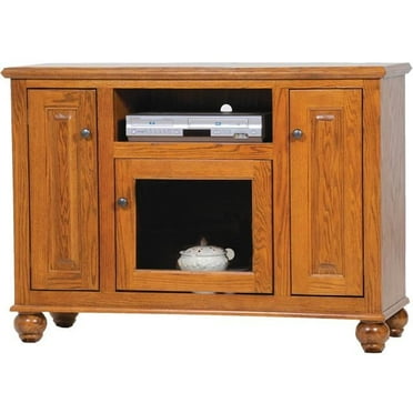 American Heartland 63147LT Oak Deluxe Entertainment Console with 2 Raised Panel Doors, Light