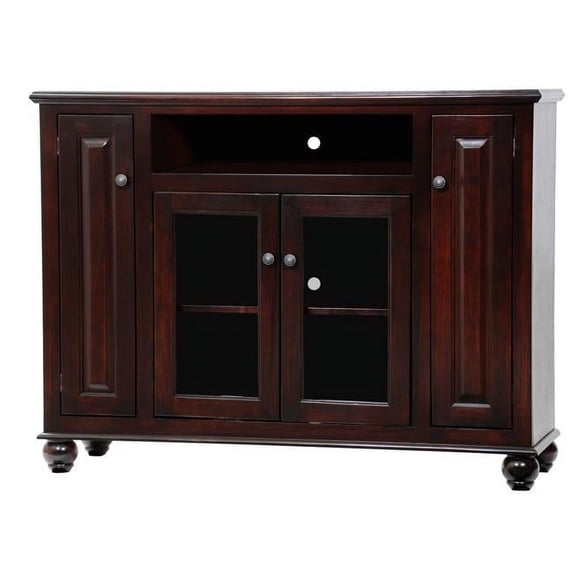 American Heartland 65156YL Poplar Tall Deluxe Entertainment Console with 3 Fixed Wood Shelves, Yellow