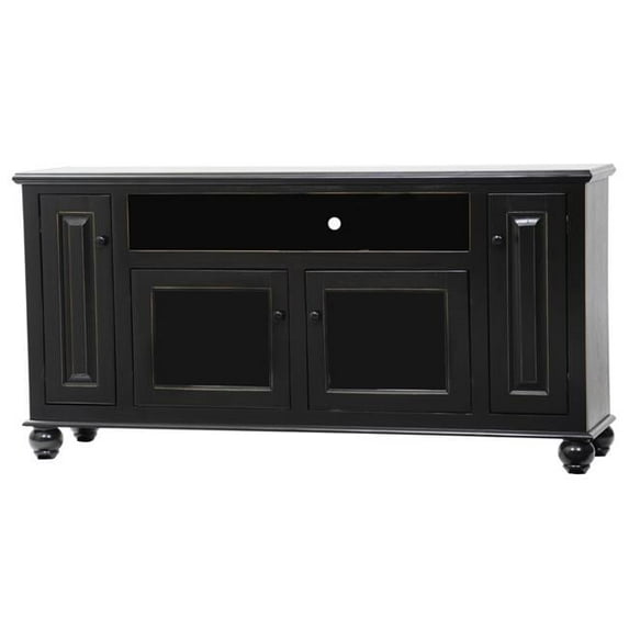 American Heartland 65166BR Poplar Deluxe Entertainment Console with 2 Glass Panel Doors, Burnt Red