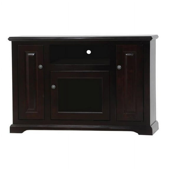 American Heartland 65847EBB Poplar Deluxe Entertainment Console with 2 Fixed Wood Shelves, European Burnt Black