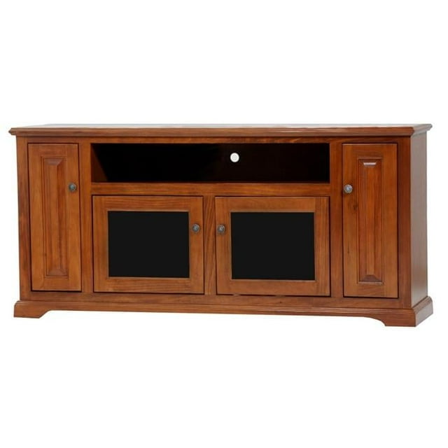 American Heartland 65866GR Poplar Deluxe Entertainment Console with 2 Glass Panel Doors, Green
