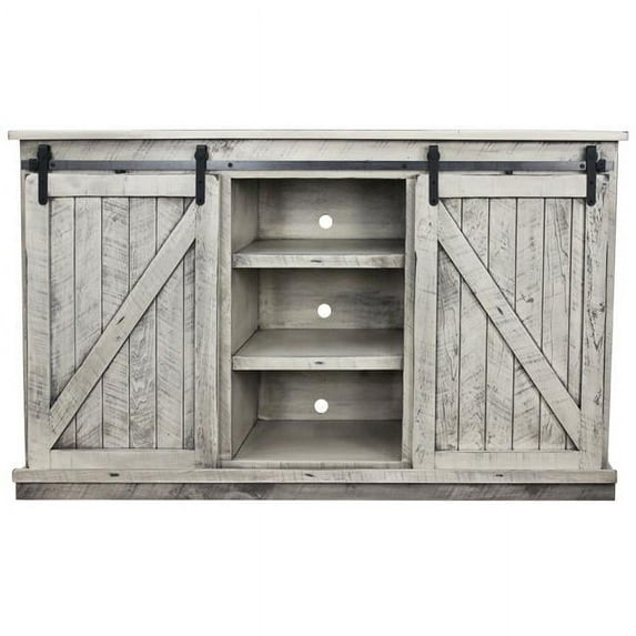 American Heartland 68 in. Rustic Tall Quaint TV Stand, Rustic Aquamarine