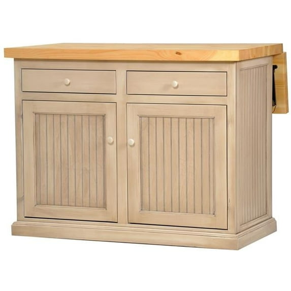 American Heartland 75115EDWPT Poplar Kitchen Island with Flip-Up Pine Top, European Dusty White