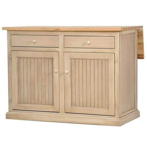 American Heartland 75115LBOT Poplar Kitchen Island with Flip-Up Oak Top, Light Blue