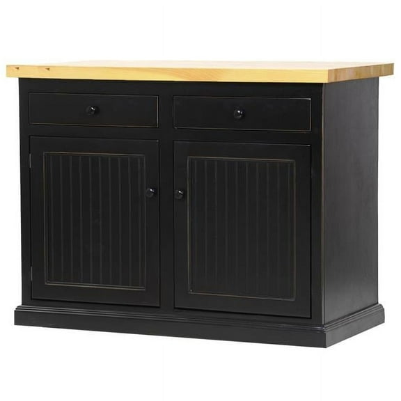 American Heartland 75116BKPT Poplar Kitchen Island with Pine Top, Antique Black