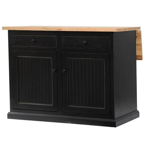 American Heartland 75117LBOT Poplar Kitchen Island with Flip-Up Oak Top, Light Blue