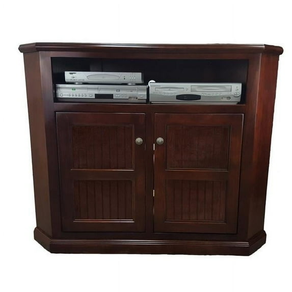 American Heartland 75737GYBB Poplar Tall Corner TV Stand with 2 Bead Board Doors, Grey