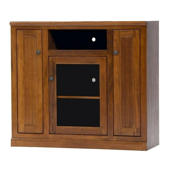 American Heartland 75848GS Poplar Tall TV Stand with 2 Bead Board Doors, Greystone