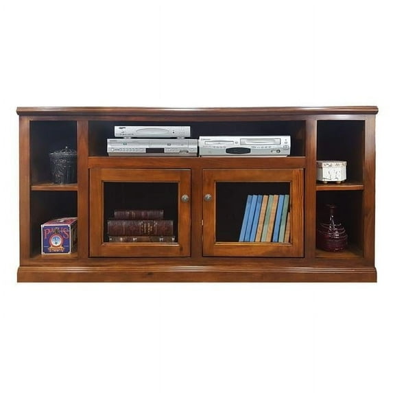 American Heartland 75865DB 66 in. Poplar TV Stand with Bookcase Sides, Dark Blue