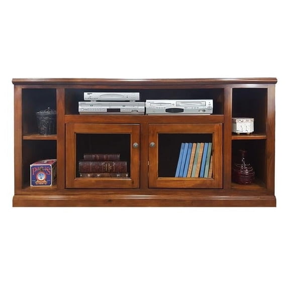 American Heartland 75865YL 66 in. Poplar TV Stand with Bookcase Sides, Yellow