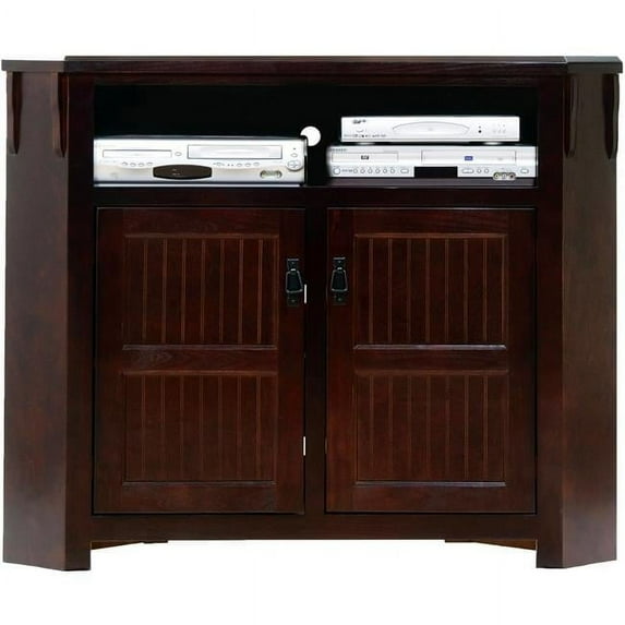 American Heartland 85737CRBB 36 in. Poplar Promo Tall Corner TV Stand, Caribbean Rum