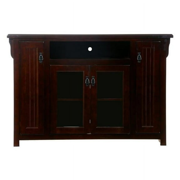 American Heartland 85856CC Poplar Tall TV Stand with 2 Glass Panel, Concord Cherry