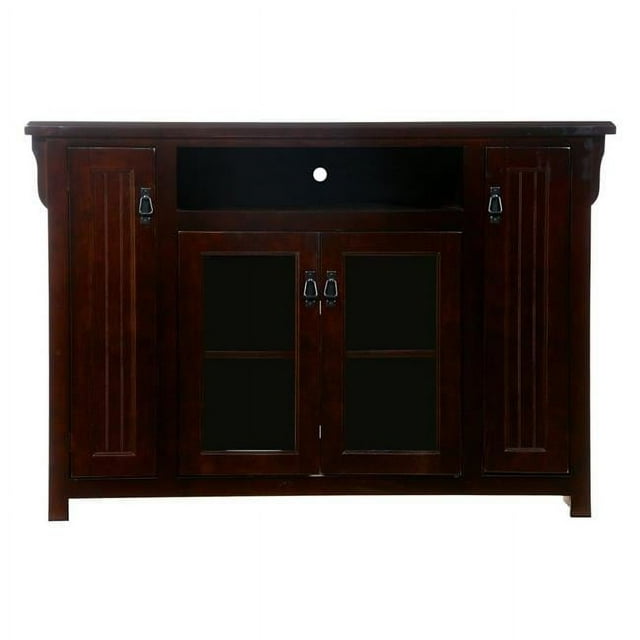 American Heartland 85856CR Poplar Tall TV Stand with 2 Glass Panel, Caribbean Rum