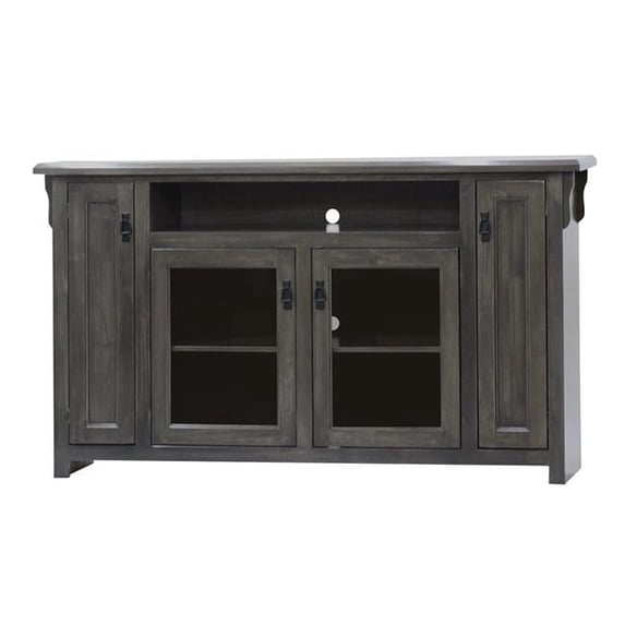 American Heartland 85863HG Poplar Tall TV Stand with 2 Glass Panel Doors, Havana Gold