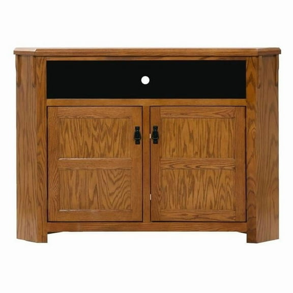 American Heartland 88743CBFP Oak Tall Corner TV Stand, Classic Bourbon