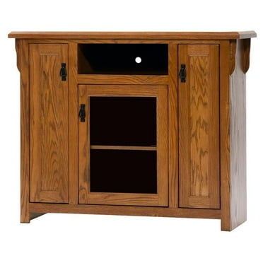 American Heartland 88848DK Oak Tall TV Stand with 2 Flat Panel Doors, Dark