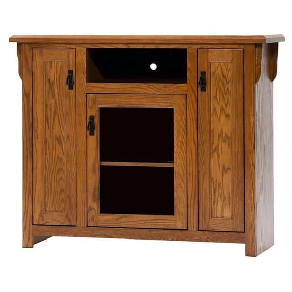 American Heartland 88848LT Oak Tall TV Stand with 2 Flat Panel Doors, Light