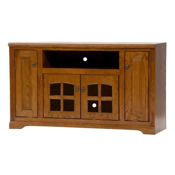 American Heartland 93852CBGP Oak TV Stand with 2 Raised Panel Doors, Classic Bourbon