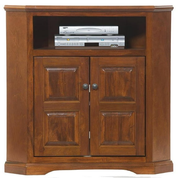 American Heartland 95734ERRP 32 in. Poplar Tall TV Corner Stand, European Red